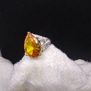 Silver w/18kt plating Citrine ring. Sz 6